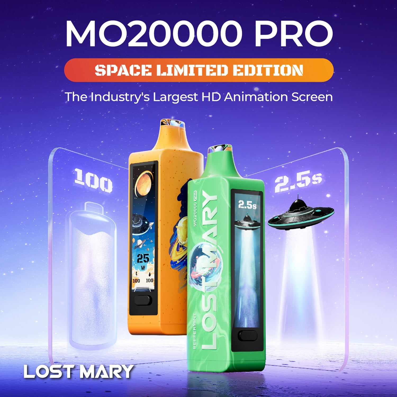 Lost Mary MO20000 Pro Space Limited Edition with 20,000 puffs and artistic splashed design.