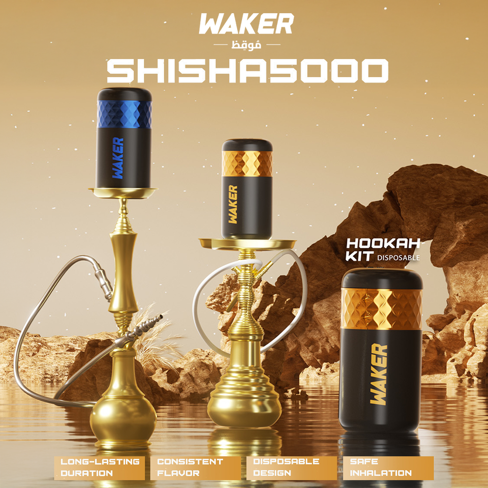 WAKER Shisha 5000 – Premium Disposable E-Hookah with Adjustable Airflow and 5000 Puffs
